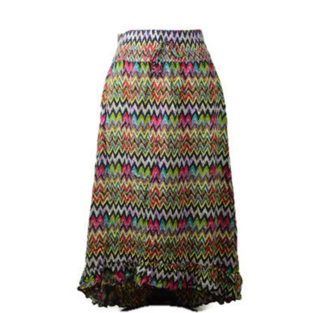 Squeeze Multicolor Chevron Midi Skirt